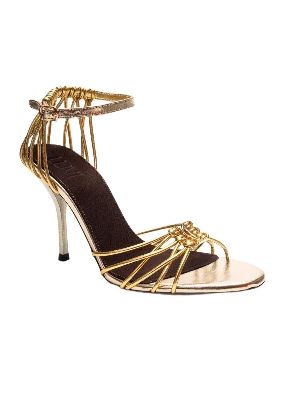 Босоножки на каблуке с ремешками Arona Ankle Strap Stiletto Sandal Prologue Shoes — изображение 1 из 4, золото