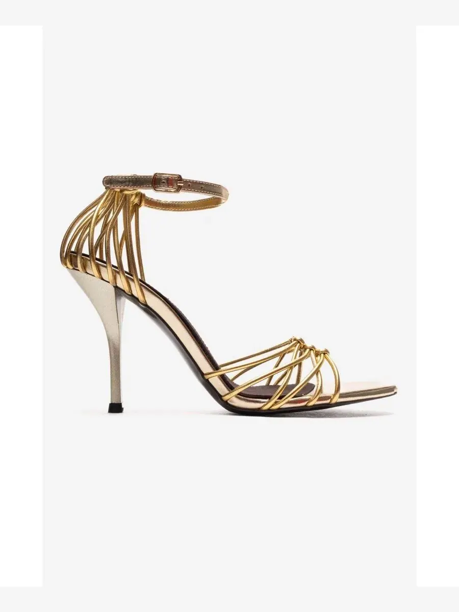 Босоножки на каблуке с ремешками Arona Ankle Strap Stiletto Sandal Prologue Shoes — изображение 2 из 4, золото