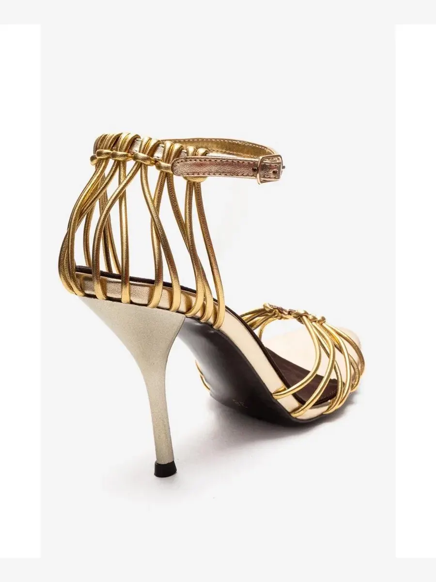 Босоножки на каблуке с ремешками Arona Ankle Strap Stiletto Sandal Prologue Shoes — изображение 3 из 4, золото