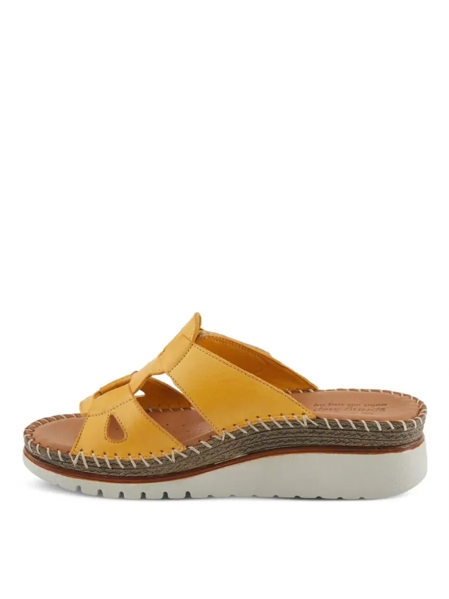 Женские сандалии-слайды Montera из кожи с пряжкой Spring Step — изображение 2 из 7, желтый