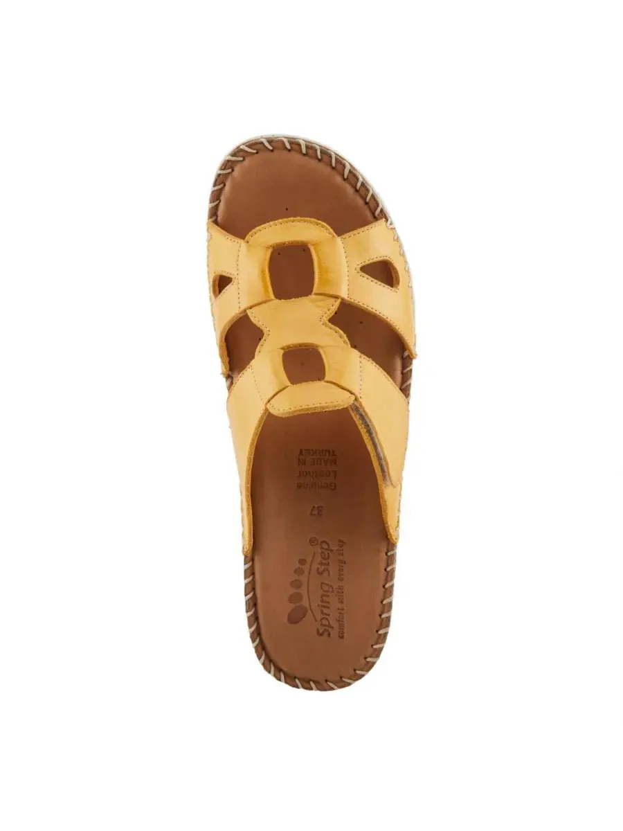 Женские сандалии-слайды Montera из кожи с пряжкой Spring Step — изображение 3 из 7, желтый