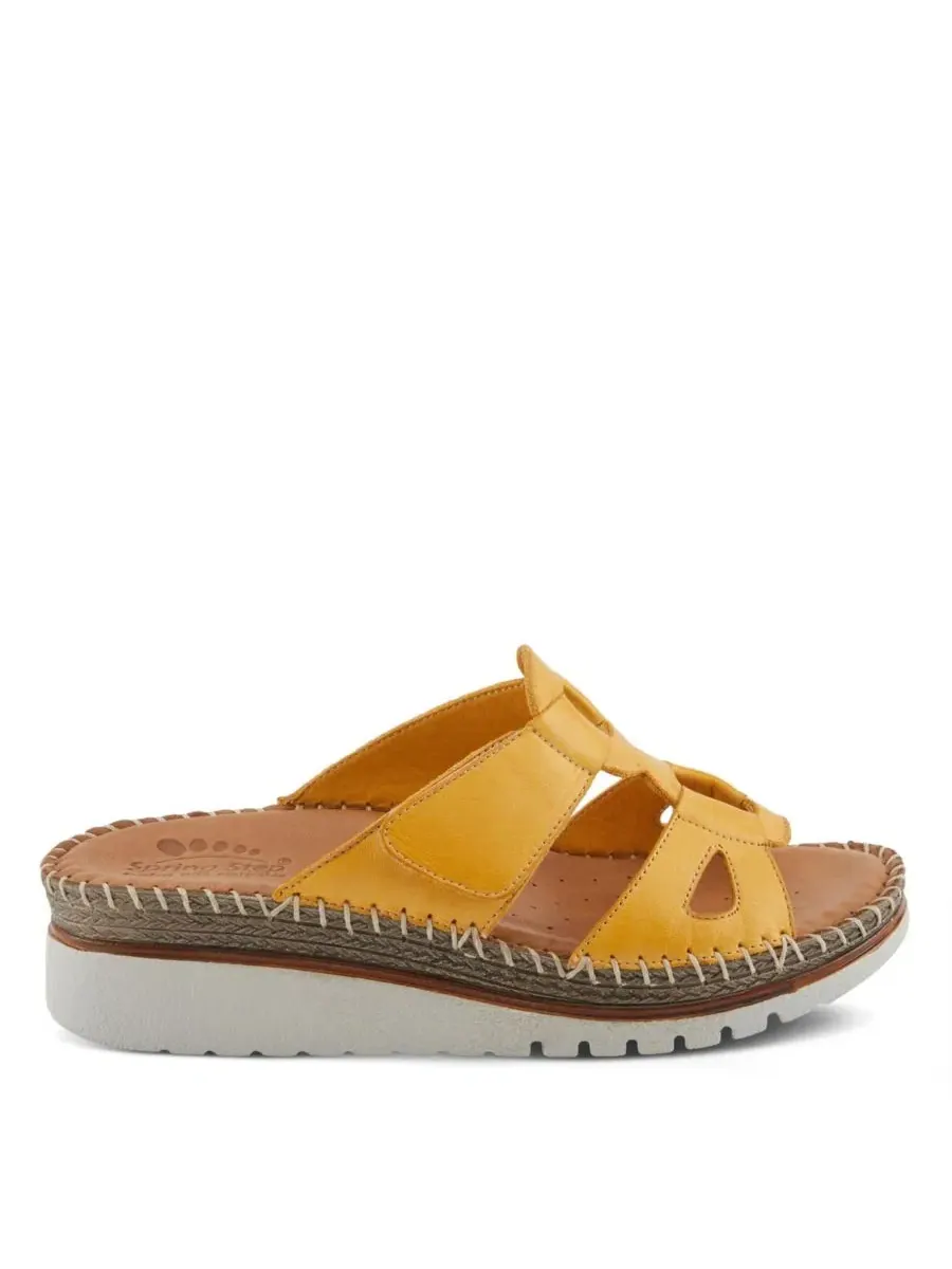 Женские сандалии-слайды Montera из кожи с пряжкой Spring Step — изображение 5 из 7, желтый