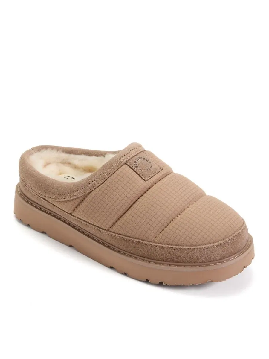 Женские тапки-клоги из нейлона с овчиной Fireside by Greta Sport Dearfoams — изображение 1 из 6, бежевый