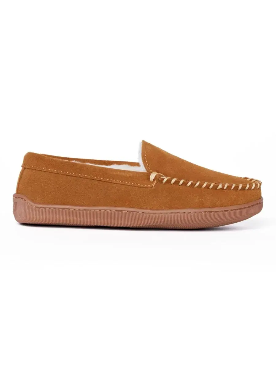 Мужские тапочки-слипоны из замши с ворсистой подкладкой Minnetonka — изображение 2 из 7, коричневый