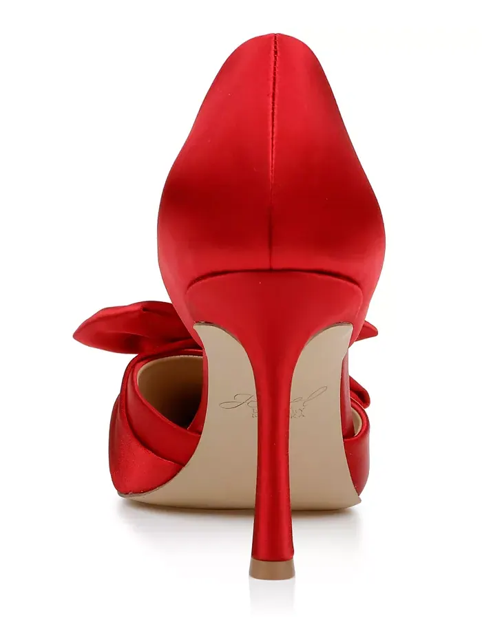 Женские вечерние туфли-лодочки Sidney Slip On с бантом Jewel Badgley Mischka — изображение 3 из 7, красный