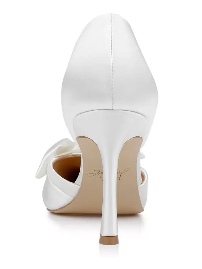 Женские вечерние туфли-лодочки Sidney Slip On с бантом Jewel Badgley Mischka — изображение 3 из 10, слоновая кость