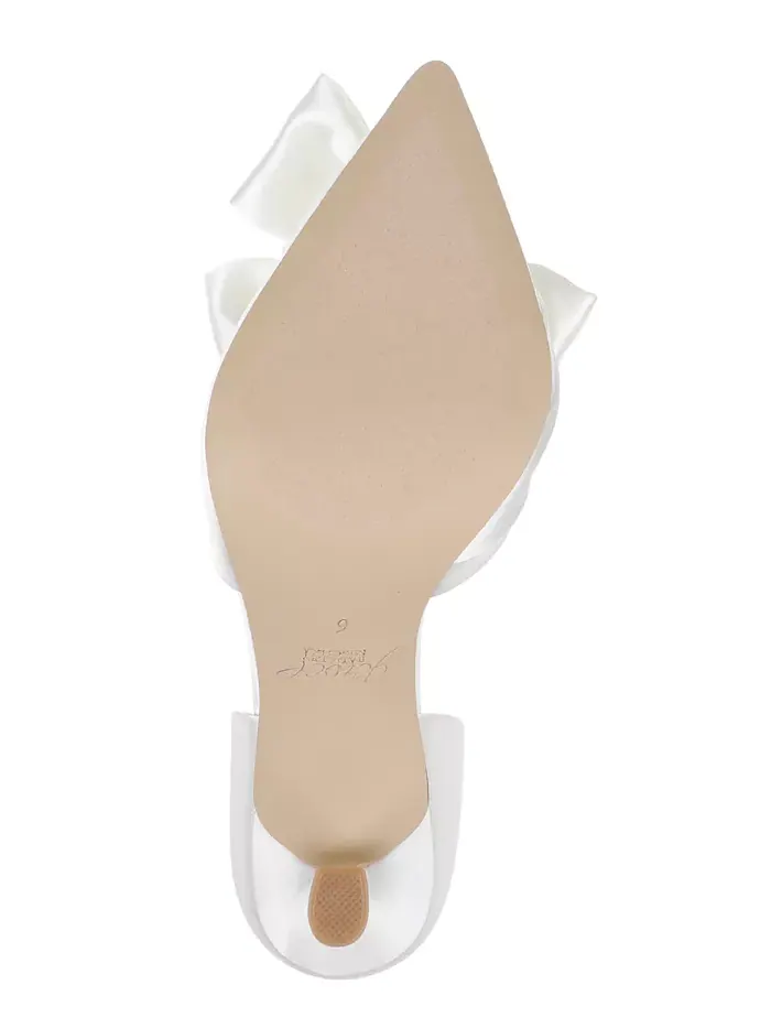 Женские вечерние туфли-лодочки Sidney Slip On с бантом Jewel Badgley Mischka — изображение 5 из 10, слоновая кость