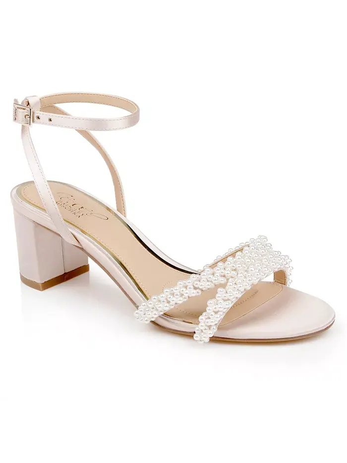 Женские босоножки Ninnette на устойчивом каблуке Jewel Badgley Mischka — изображение 1 из 5, шампань