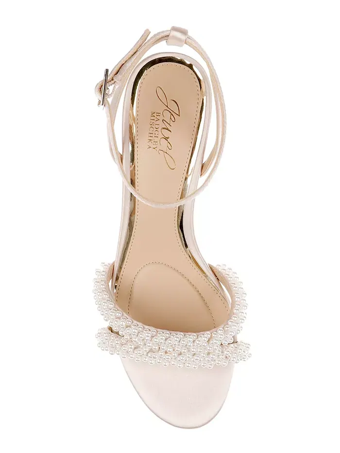 Женские босоножки Ninnette на устойчивом каблуке Jewel Badgley Mischka — изображение 4 из 5, шампань