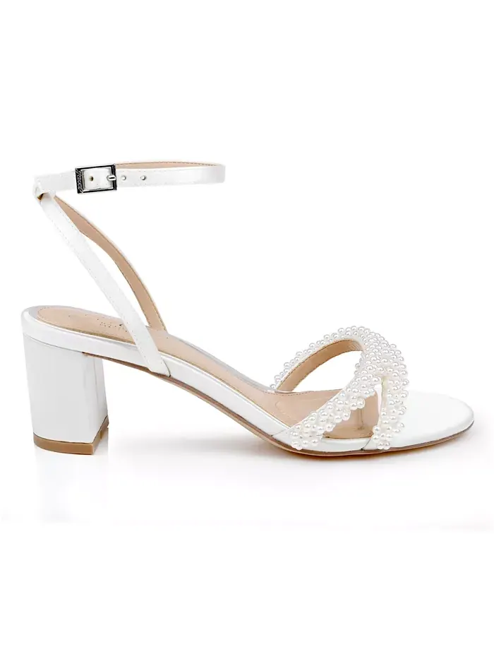 Женские босоножки Ninnette на устойчивом каблуке Jewel Badgley Mischka — изображение 2 из 5, слоновая кость