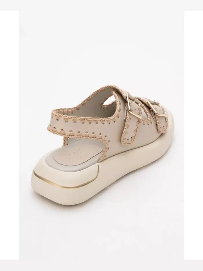 Сандалии Douro с кожаными переплетенными ремешками (женские) Forever & Always Shoes — изображение 5 из 6, бежевый