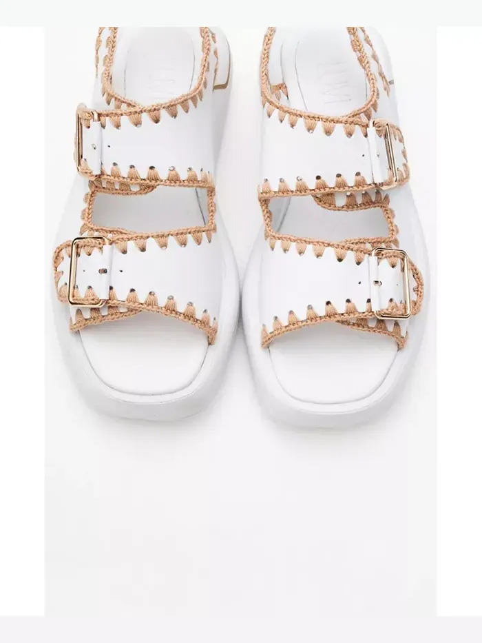 Сандалии Douro с кожаными переплетенными ремешками (женские) Forever & Always Shoes — изображение 3 из 6, белый