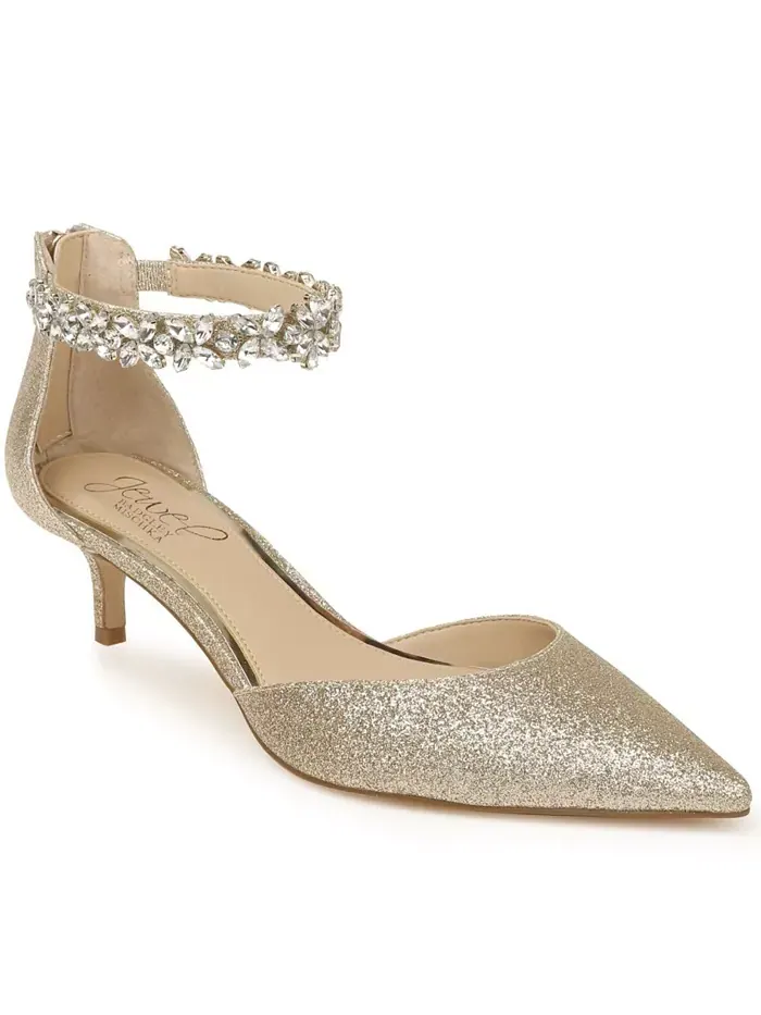 Женские вечерние туфли Robles на низком каблуке Jewel Badgley Mischka — изображение 1 из 5, золотистый