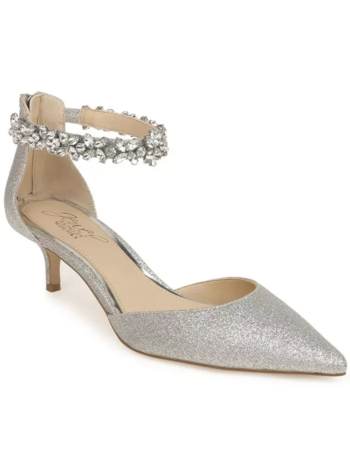 Женские вечерние туфли Robles на низком каблуке Jewel Badgley Mischka — изображение 1 из 5, серебристый