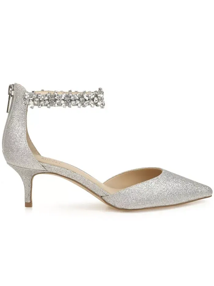 Женские вечерние туфли Robles на низком каблуке Jewel Badgley Mischka — изображение 2 из 5, серебристый