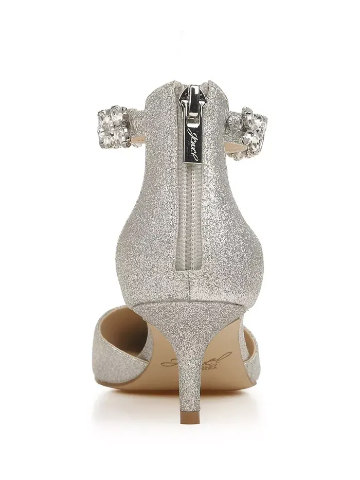 Женские вечерние туфли Robles на низком каблуке Jewel Badgley Mischka — изображение 3 из 5, серебристый