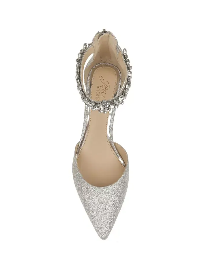 Женские вечерние туфли Robles на низком каблуке Jewel Badgley Mischka — изображение 4 из 5, серебристый