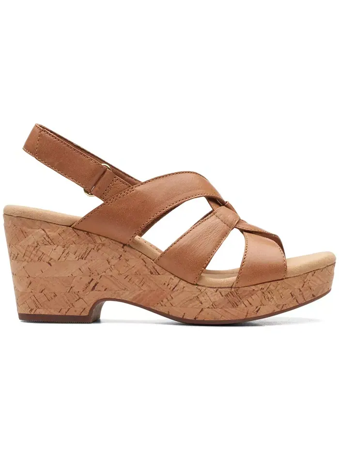 Босоножки женские Clarks Giselle на танкетке, с ремешком на пятке — изображение 2 из 6, бежевый