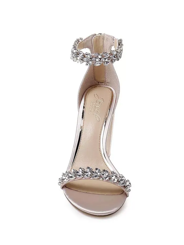 Женские вечерние босоножки Mayra на устойчивом каблуке Jewel Badgley Mischka — изображение 3 из 4, шампань