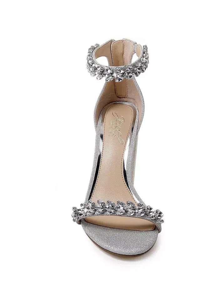 Женские вечерние босоножки Mayra на устойчивом каблуке Jewel Badgley Mischka — изображение 3 из 4, серебристый