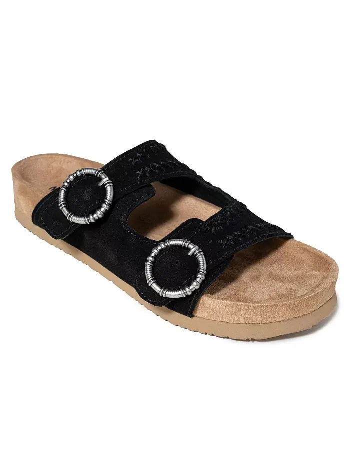 Женские сандалии Georgine Classic на плоской подошве с пряжкой из замши Minnetonka — изображение 1 из 7, черный