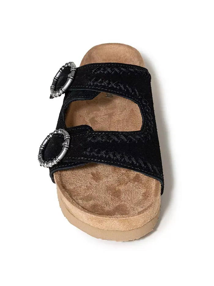 Женские сандалии Georgine Classic на плоской подошве с пряжкой из замши Minnetonka — изображение 3 из 7, черный