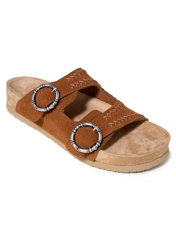 Женские сандалии Georgine Classic на плоской подошве с пряжкой из замши Minnetonka