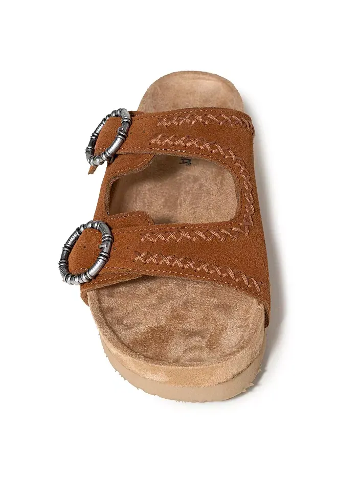 Женские сандалии Georgine Classic на плоской подошве с пряжкой из замши Minnetonka — изображение 3 из 7, коричневый