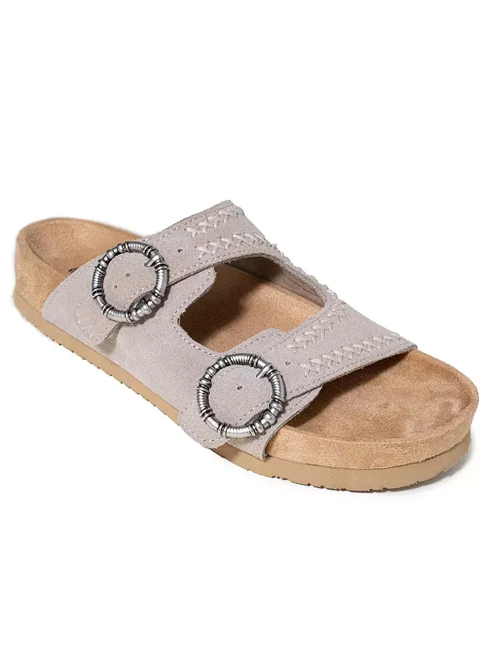 Женские сандалии Georgine Classic на плоской подошве с пряжкой из замши Minnetonka
