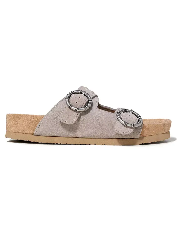 Женские сандалии Georgine Classic на плоской подошве с пряжкой из замши Minnetonka — изображение 2 из 7, тауп