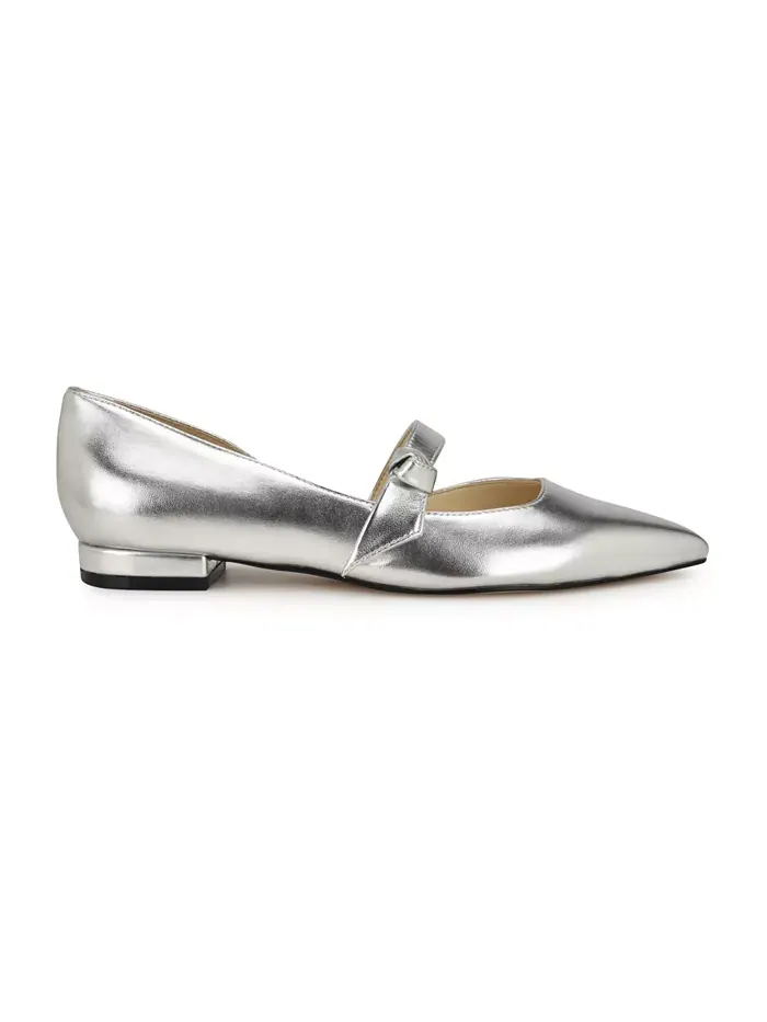 Женские балетки Luso d'Orsay Mary Jane Nine West — изображение 2 из 5, серебристый металлик