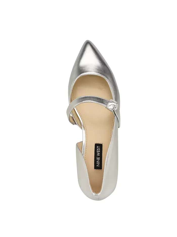 Женские балетки Luso d'Orsay Mary Jane Nine West — изображение 4 из 5, серебристый металлик