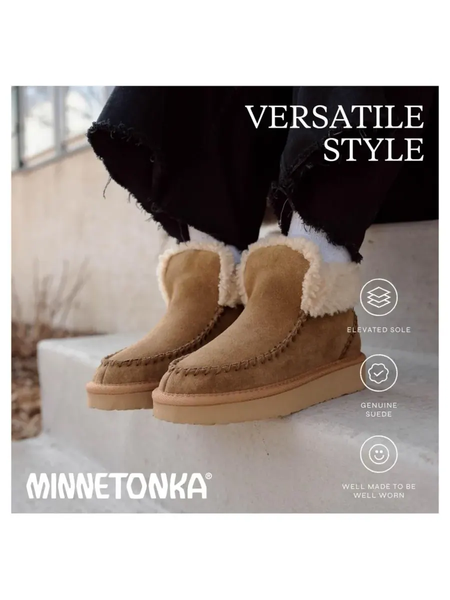 Женские замшевые ботильоны Chandra на берберской подкладке Minnetonka — изображение 3 из 7, коричневый