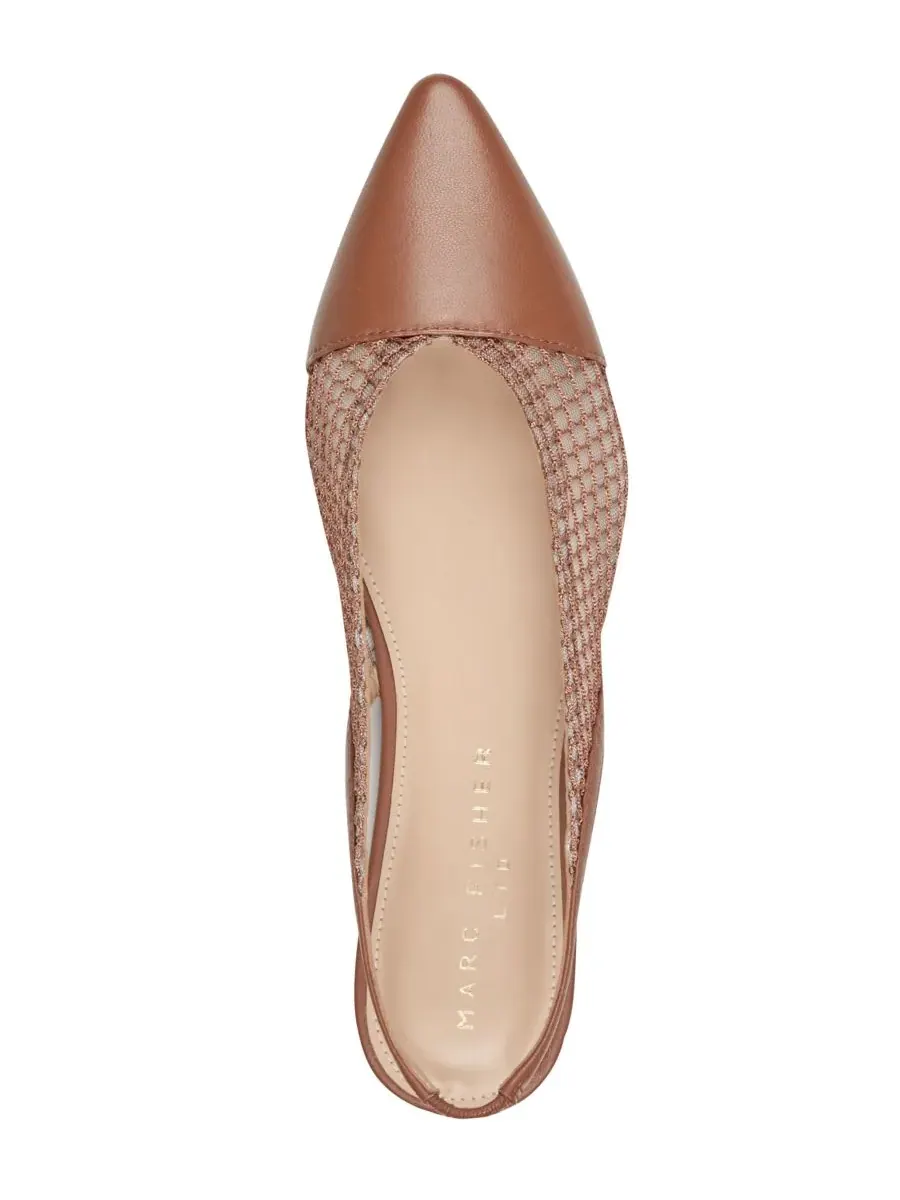 Женские балетки Davin Mesh Slingback Dress Flats Marc Fisher LTD — изображение 4 из 5, коньячный