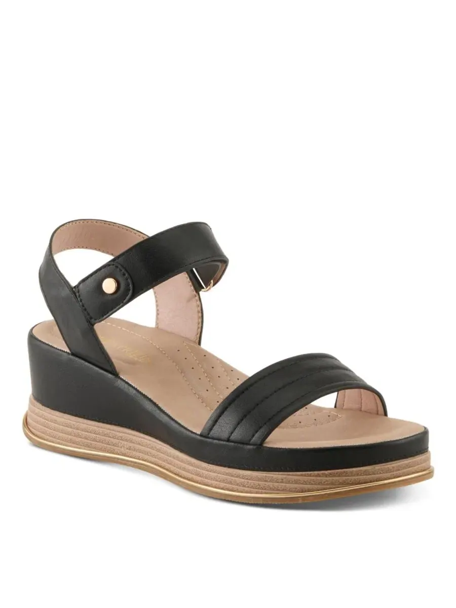 Сандалии-танкетки с закрытым носком и застежкой-липучкой Sahil Platform Wedge Sandal Patrizia — черный