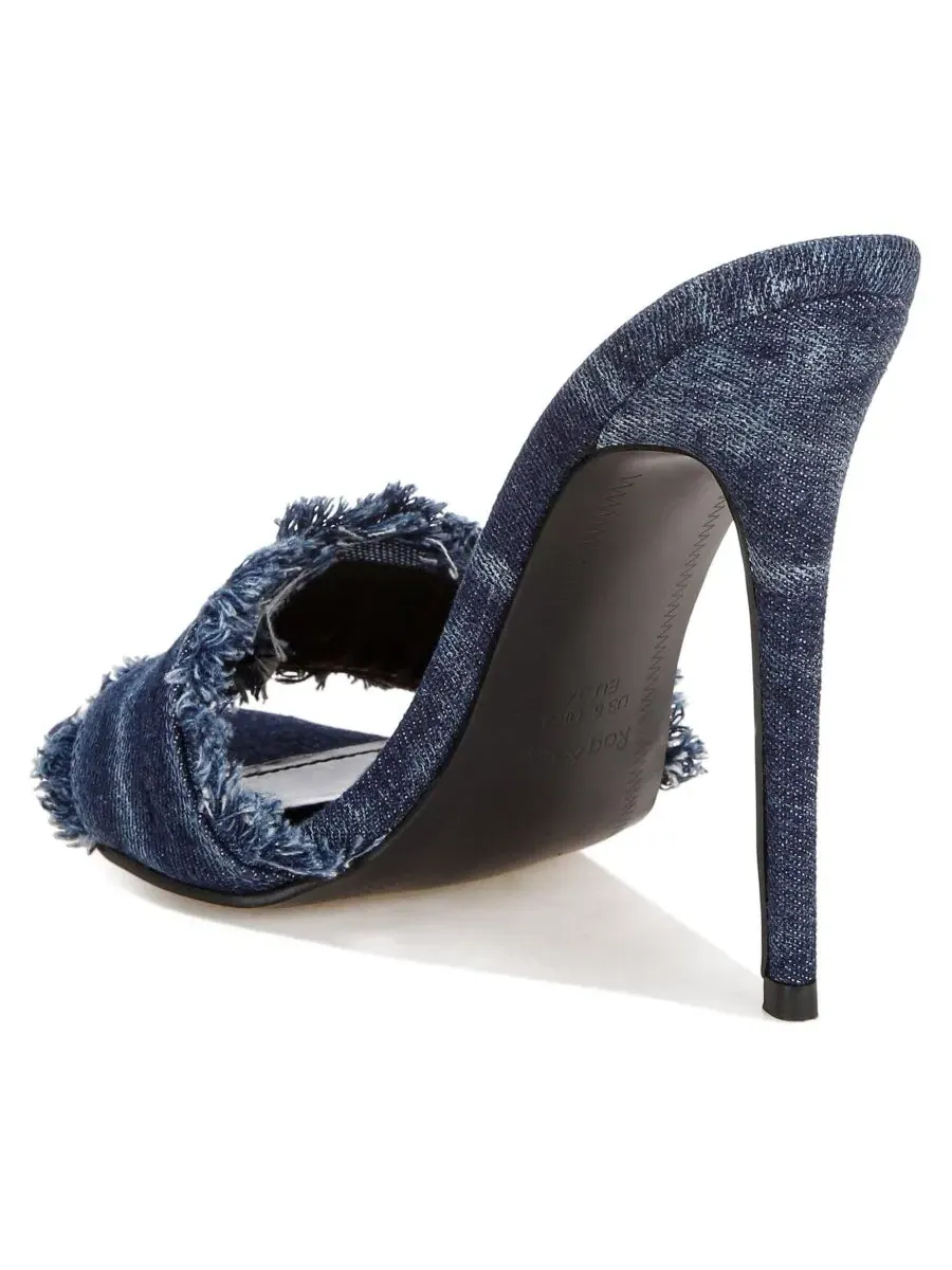 Босоножки-мюли на каблуке с денимом Claudia Distressed Denim Stiletto Sandals Rag & Co — изображение 4 из 6
