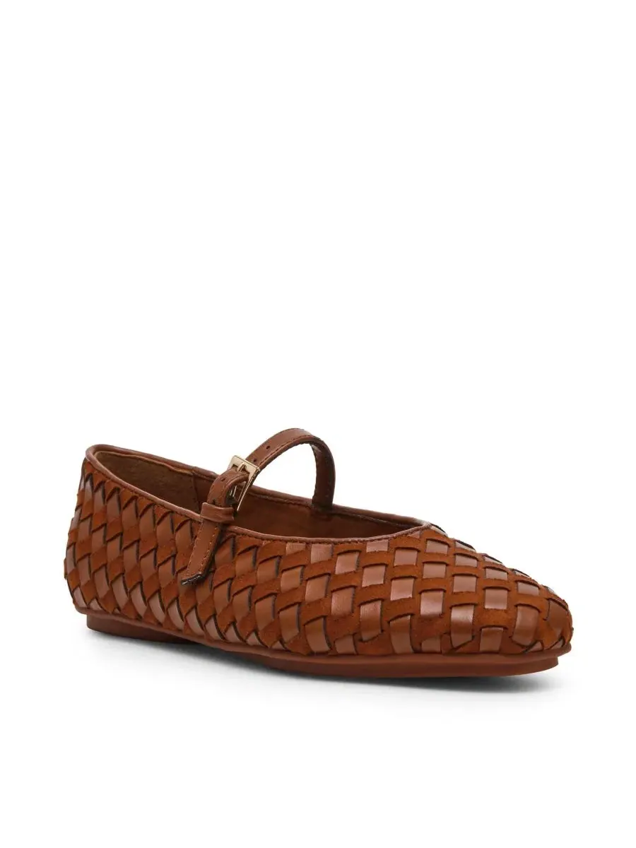 Балетки Anne Klein с плетеным верхом, модель Connie Woven Mary Jane — изображение 1 из 7, коричневый