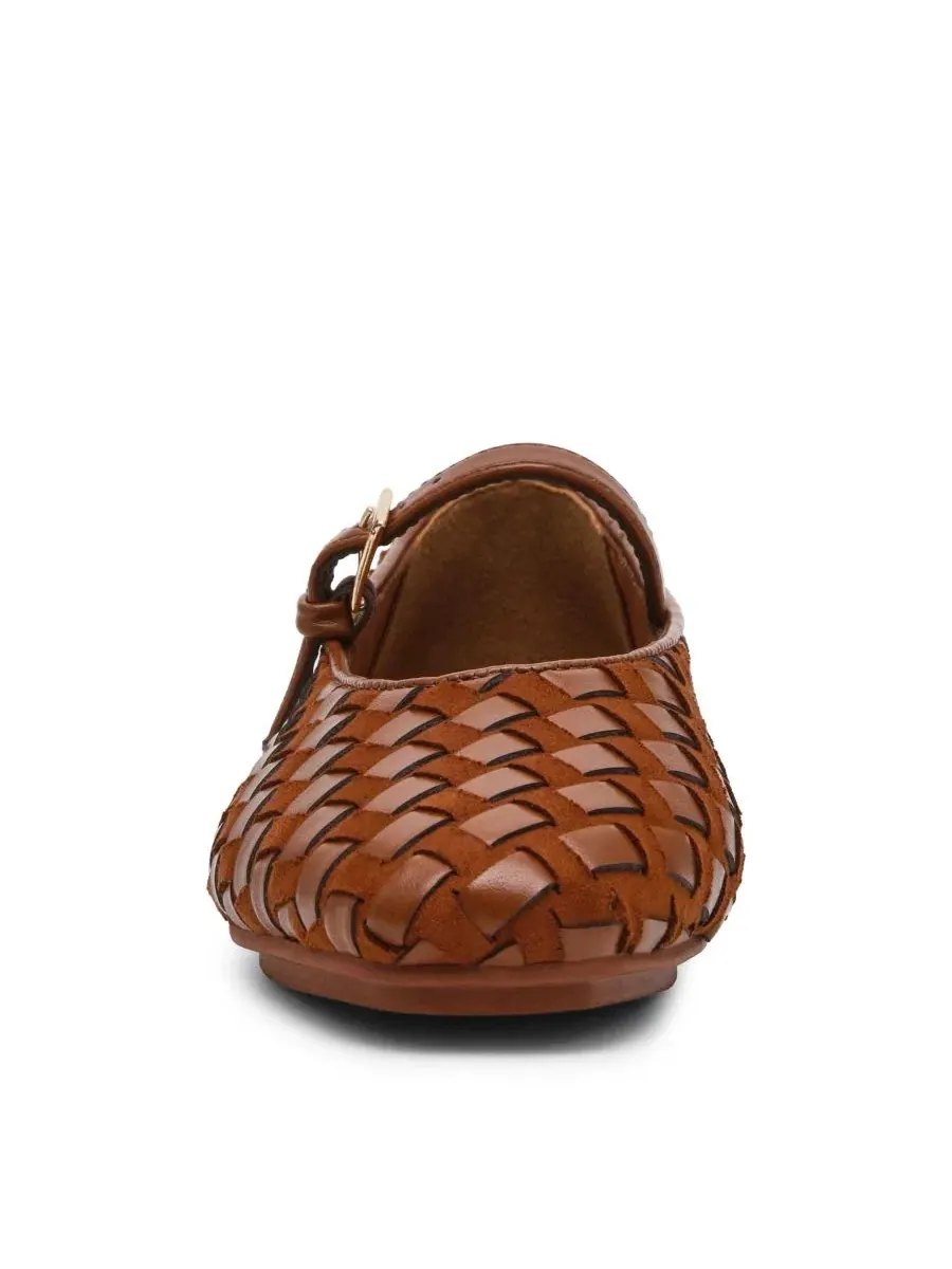 Балетки Anne Klein с плетеным верхом, модель Connie Woven Mary Jane — изображение 5 из 7, коричневый