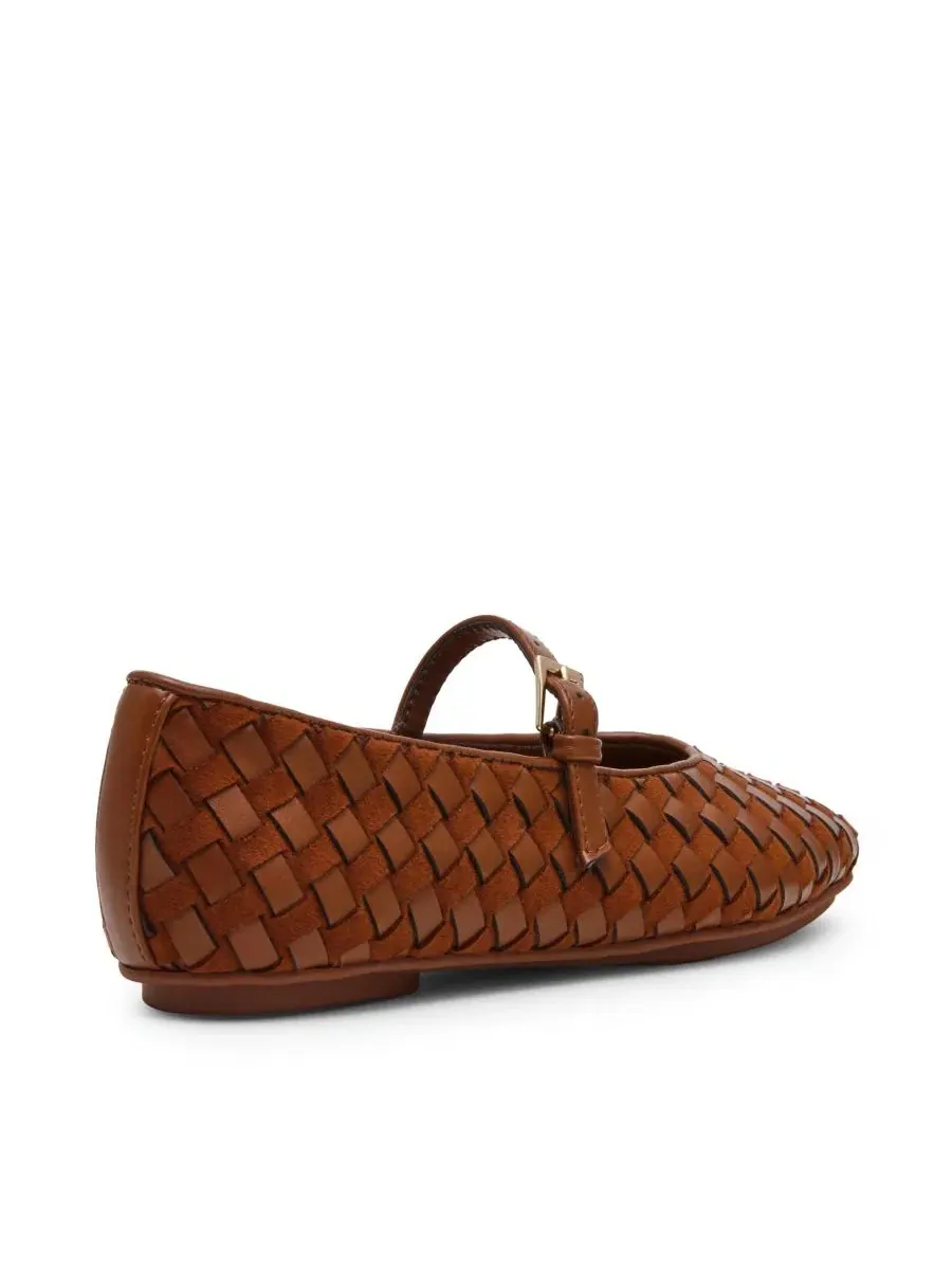 Балетки Anne Klein с плетеным верхом, модель Connie Woven Mary Jane — изображение 6 из 7, коричневый