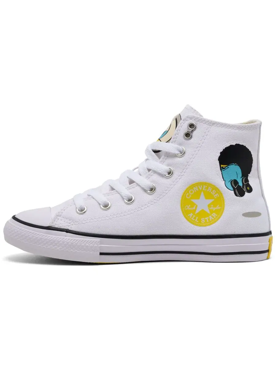 Детские кеды с принтом Minions Converse Chuck Taylor All Star High Top — изображение 3 из 6, белый желтый