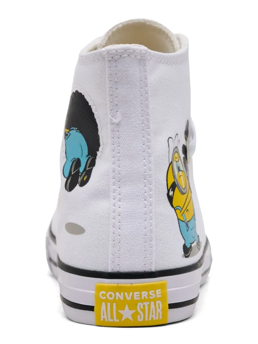 Детские кеды с принтом Minions Converse Chuck Taylor All Star High Top — изображение 4 из 6, белый желтый