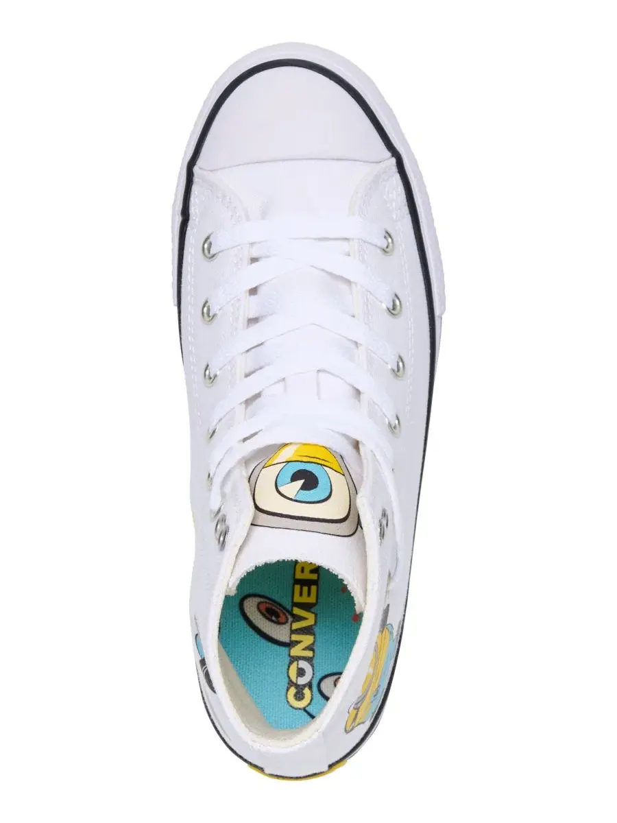 Детские кеды с принтом Minions Converse Chuck Taylor All Star High Top — изображение 5 из 6, белый желтый