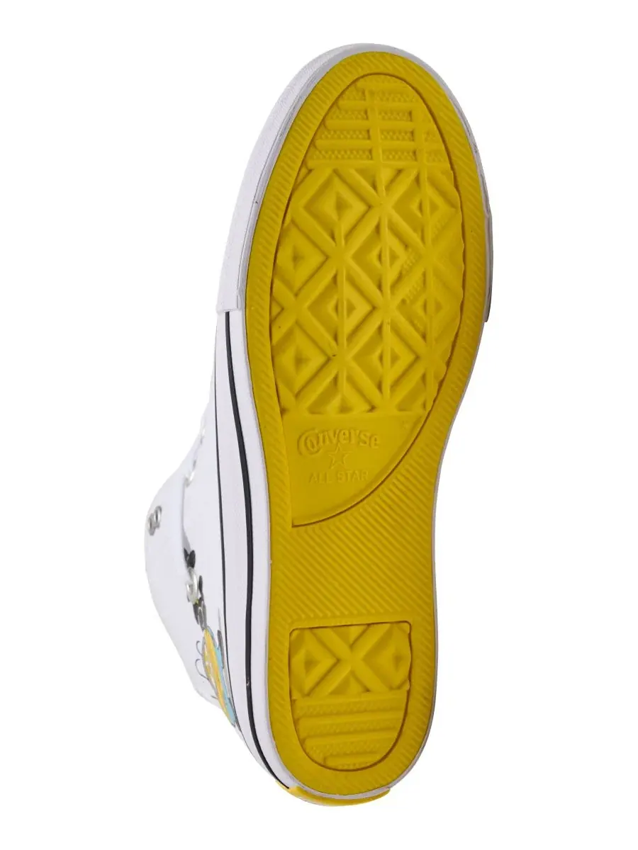 Детские кеды с принтом Minions Converse Chuck Taylor All Star High Top — изображение 6 из 6, белый желтый