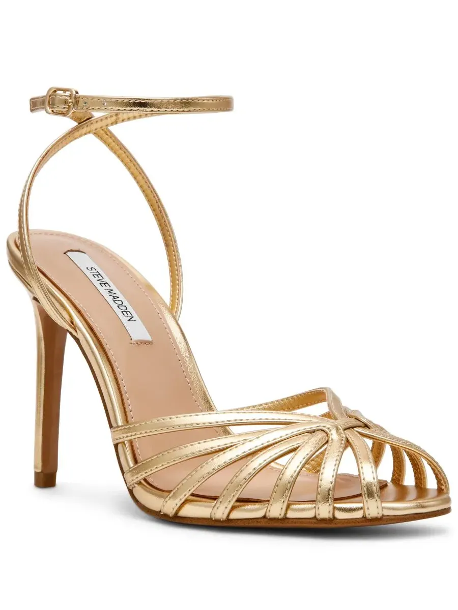 Босоножки на каблуке с открытым носком Mizuna Steve Madden — изображение 1 из 7, золотистый металлик