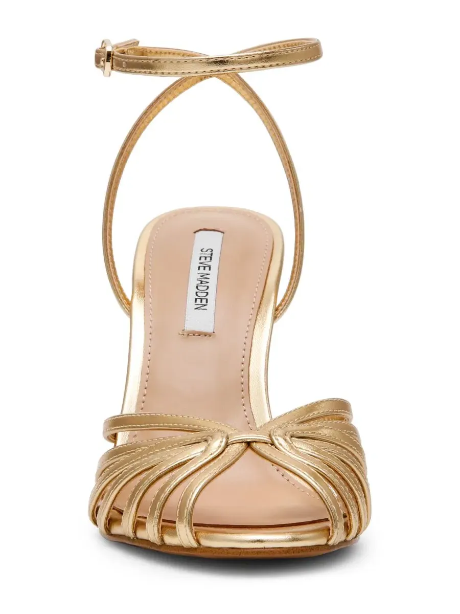 Босоножки на каблуке с открытым носком Mizuna Steve Madden — изображение 6 из 7, золотистый металлик