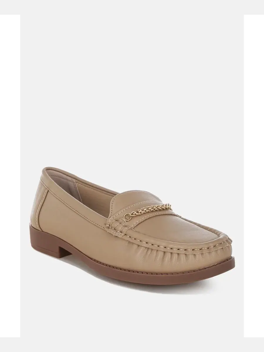 Женские лоферы Nemunk с металлизированной цепочкой London Rag, Nude Faux Leather — изображение 1 из 7, бежевый