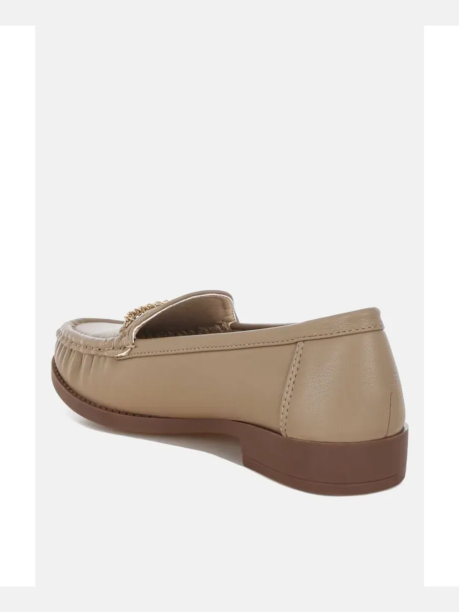 Женские лоферы Nemunk с металлизированной цепочкой London Rag, Nude Faux Leather — изображение 2 из 7, бежевый