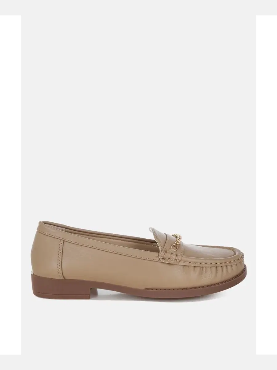 Женские лоферы Nemunk с металлизированной цепочкой London Rag, Nude Faux Leather — изображение 3 из 7, бежевый