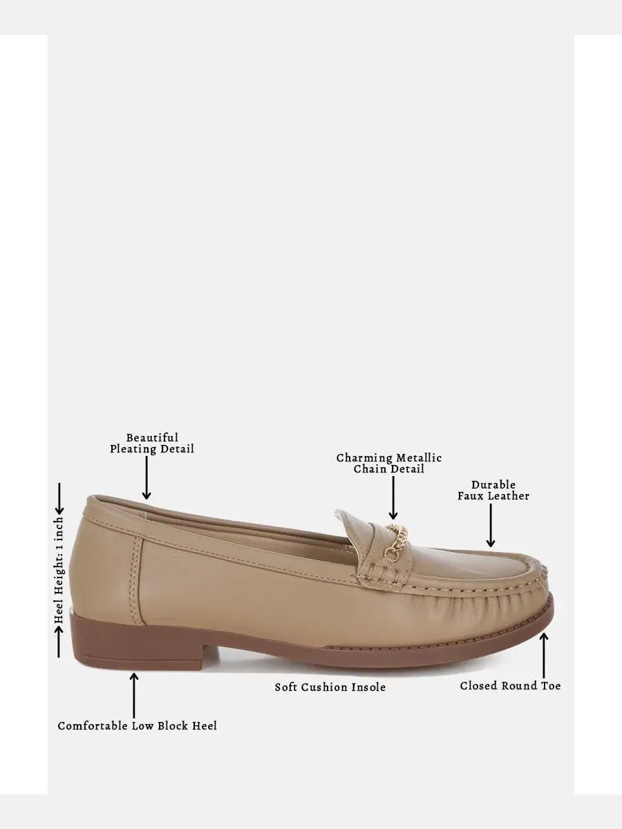 Женские лоферы Nemunk с металлизированной цепочкой London Rag, Nude Faux Leather — изображение 6 из 7, бежевый