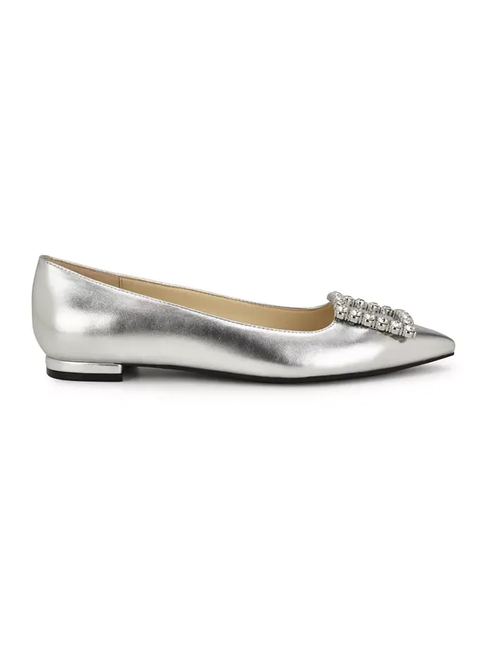 Женские балетки Jesike на пряжке Nine West — изображение 2 из 5, серебристый
